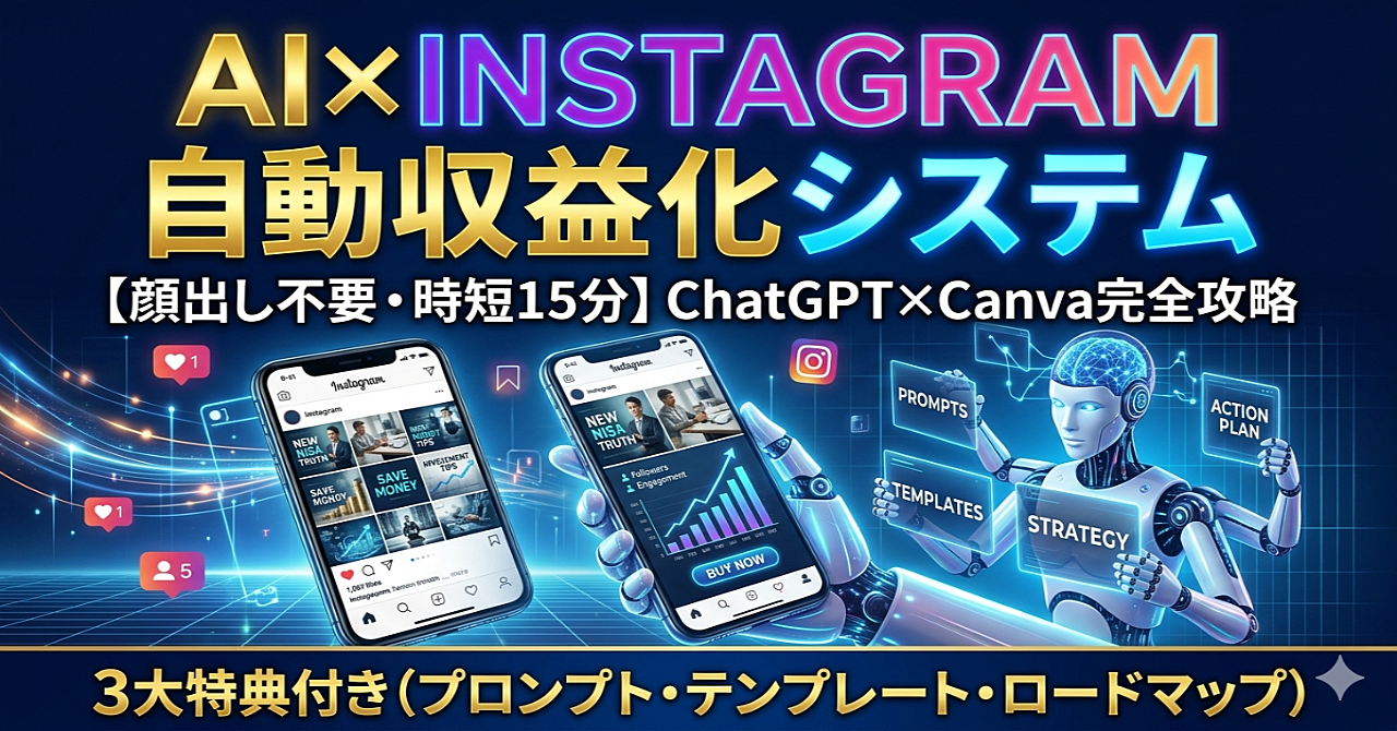【最短15分・顔出し不要】AI×Instagram「勝手に売れる」特化型アカウント運用の全記録（ChatGPTプロンプト＆テンプレート完備）