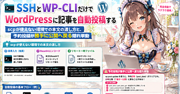 SSHとWP-CLIだけでWordPressに記事を自動投稿する ― scpが使えない環境での本文の渡し方と、予約投稿が勝手に公開へ戻る隠れ挙動