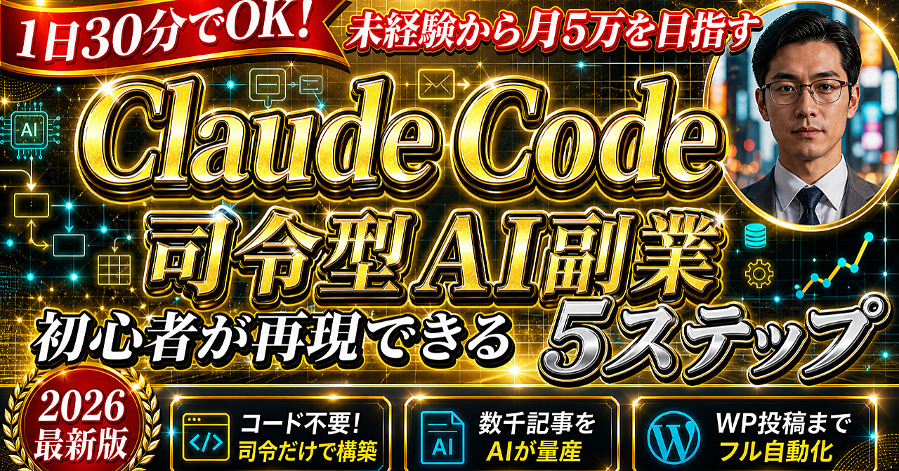 1日30分でOK！未経験から月5万円を目指す Claude Code 司令型AI副業