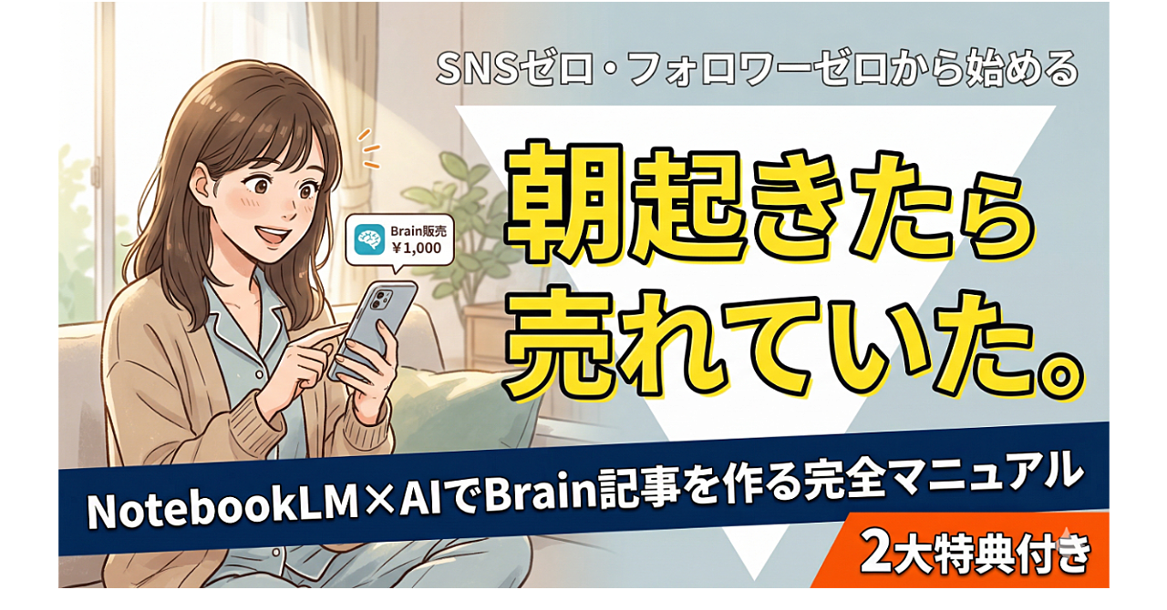 朝起きたら売れていた。
NotebookLMで稼いでる人の知識を吸収してAIでBrain記事を作る完全マニュアル【ジャンル問わず】