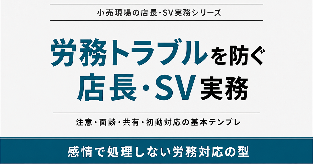 労務トラブルを防ぐ店長・SV実務
注意・面談・共有・初動対応の基本テンプレ