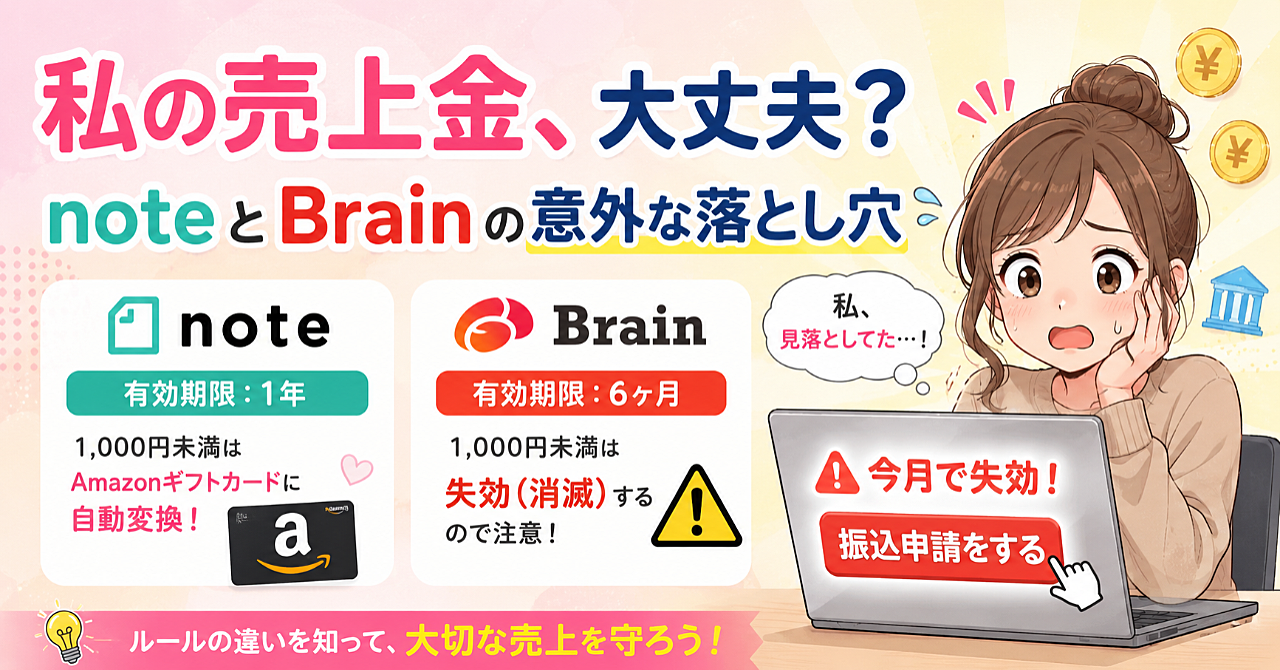 「私の売上金、大丈夫？」noteとBrainの意外な落とし穴