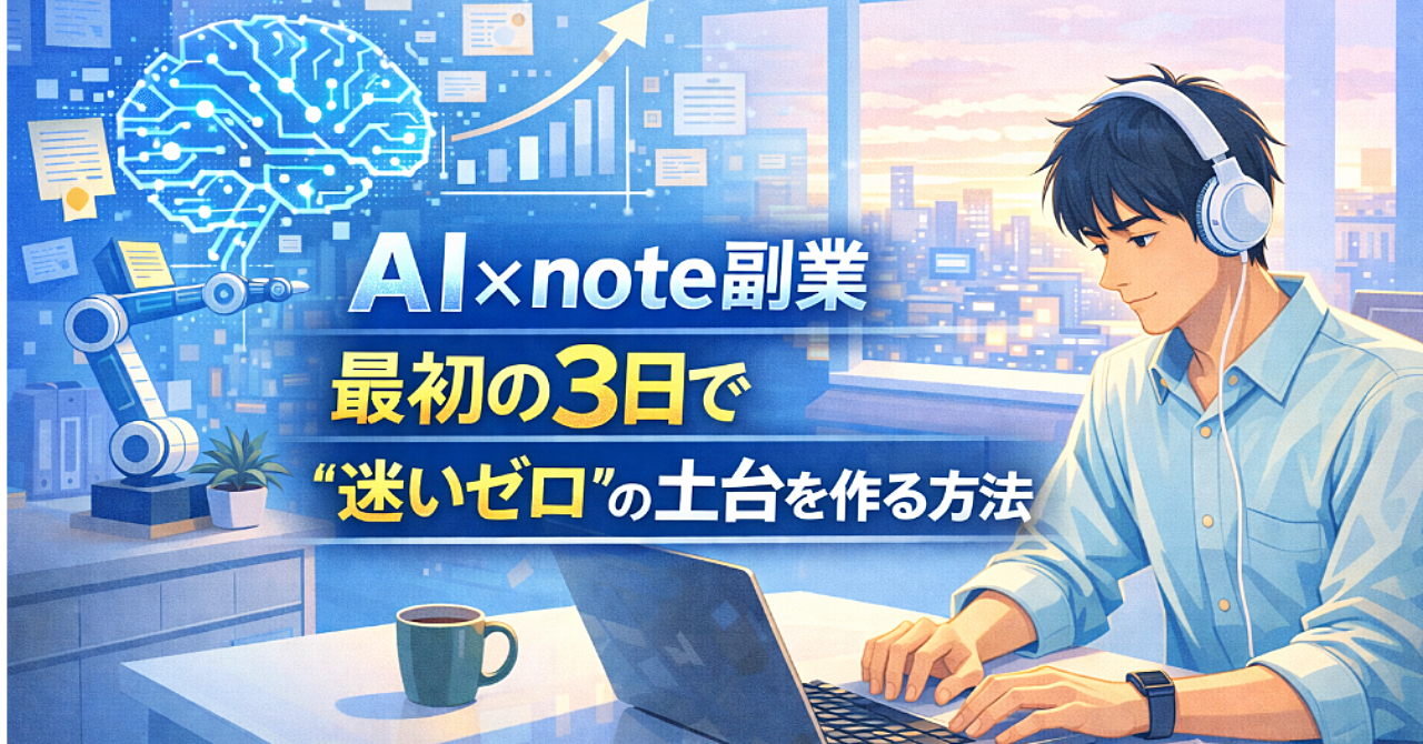 AI×note副業｜最初の3日で“迷いゼロ”の土台を作る方法