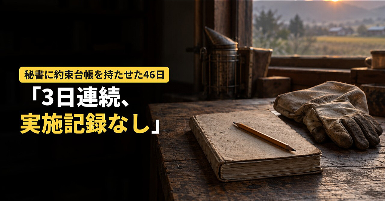 AI秘書に「約束台帳」を持たせるキット|遅れを名指しする朝会・雑な報告で回る夜の振り返りの指示文、台帳と日誌のひな形、答えつき練習【Claude Code・Codex・ChatGPT】のアイキャッチ画像