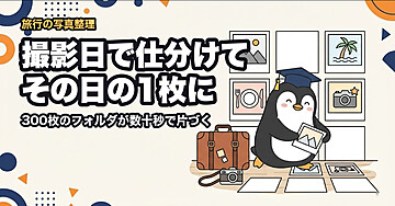 旅行の写真を、撮影日ごとに仕分けして「1枚のグリッド画像」まで自動で作るスキル
