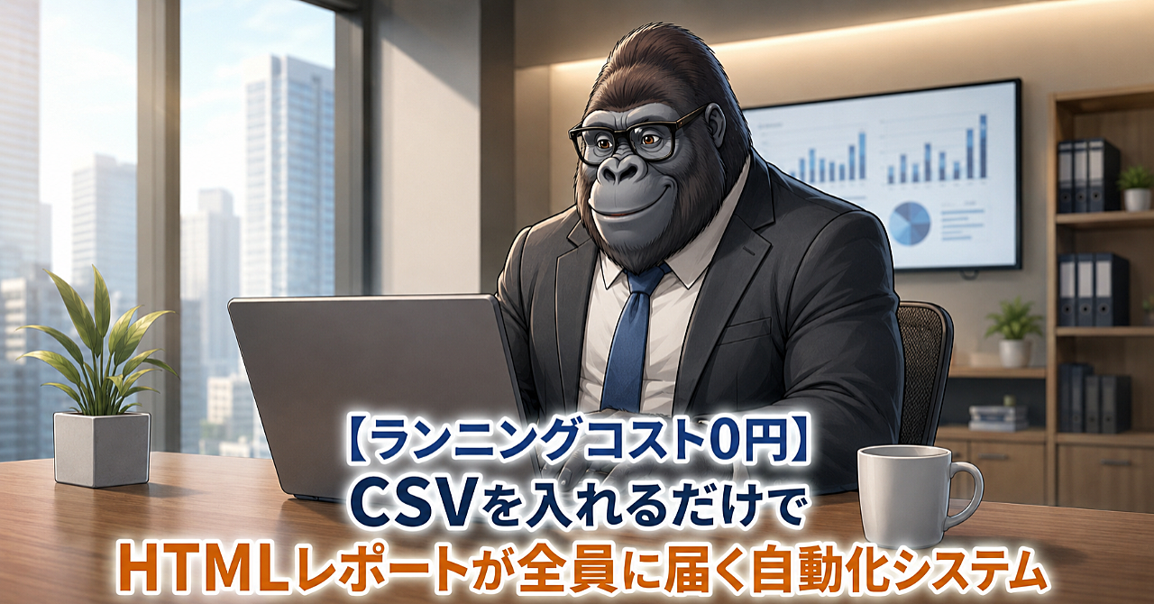 【ランニングコスト0円】CSVを入れるだけでHTMLレポートが全員に届く自動化システム