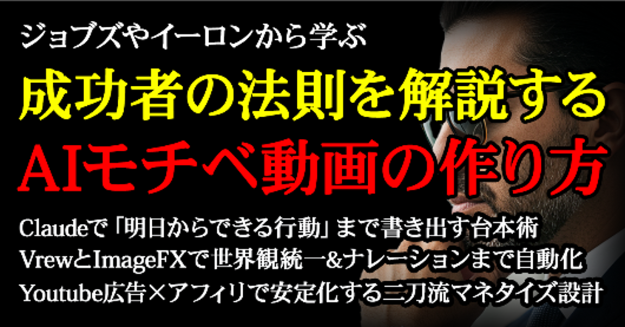 【ジョブズやイーロンから学ぶ】成功者の法則を解説するAIモチベ動画の作り方