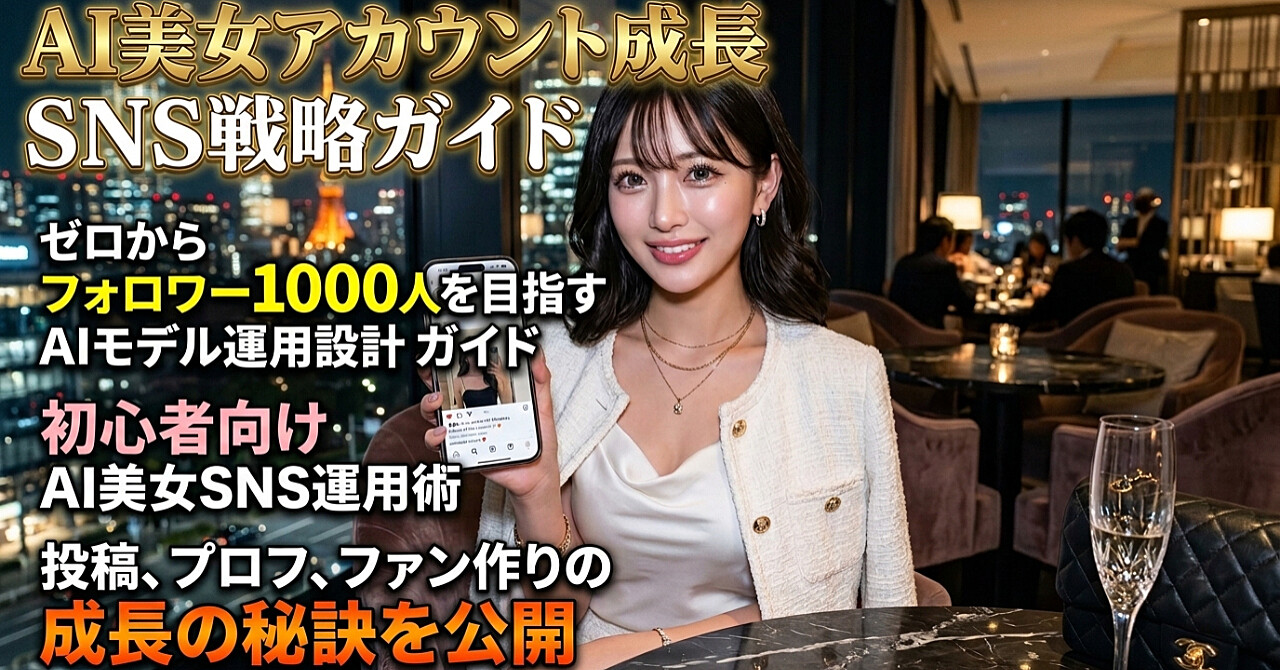 AI美女アカウントを伸ばすSNS攻略大全
ゼロから1000フォロワーを目指すAIモデル運用設計書　初心者でもできるAI美女SNS運用術　伸びる投稿・プロフィール・ファン化の秘密を公開