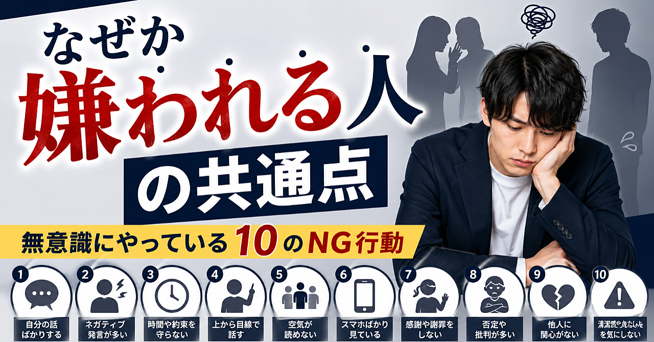 なぜか嫌われる人の共通点｜無意識にやっている10のNG行動