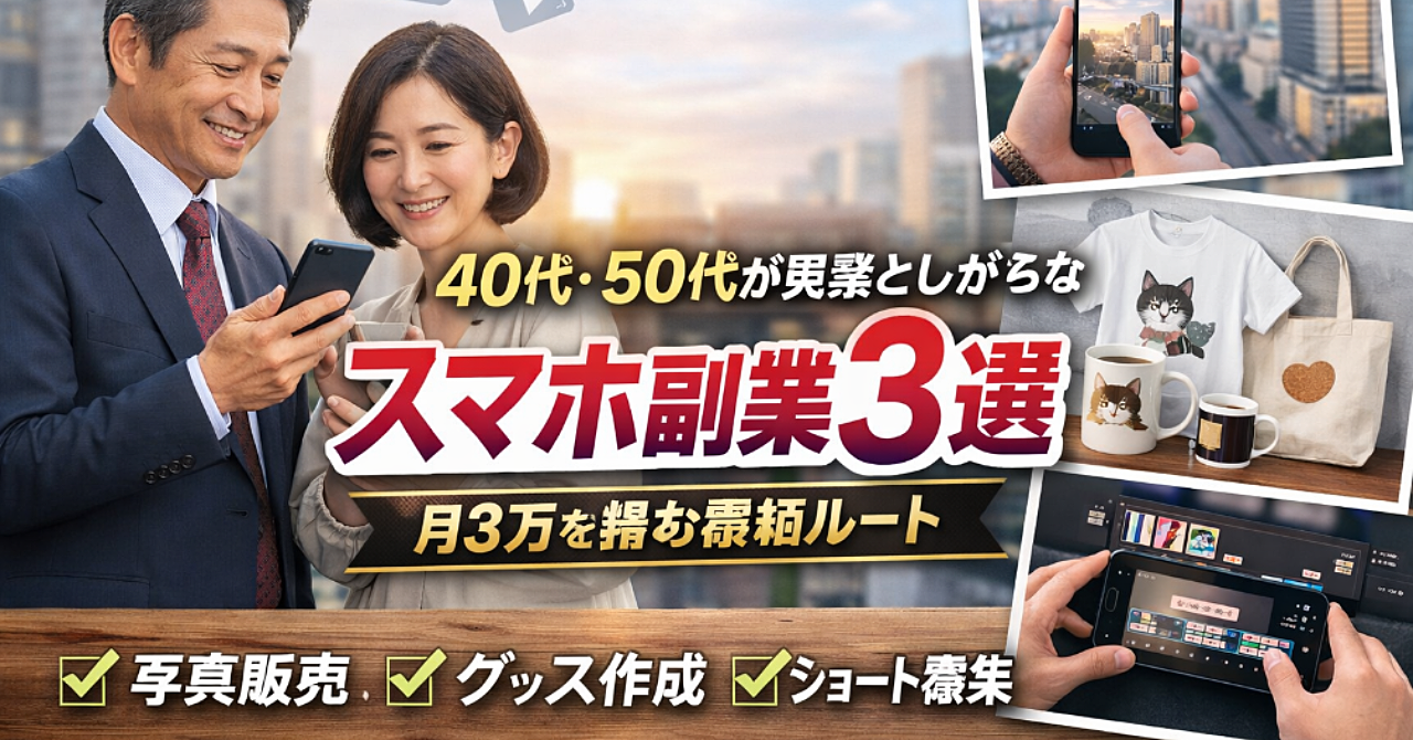 40代・50代が見落としがちなスマホ副業3選：月3万を積む最短ルート