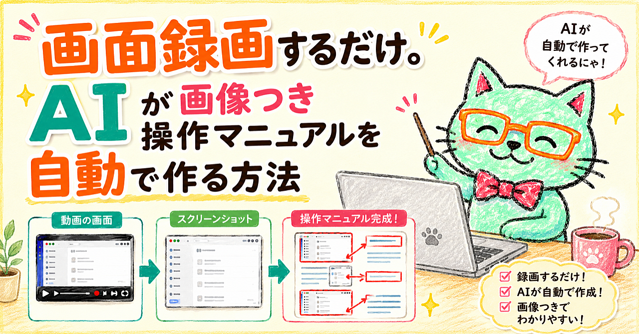 画面録画するだけ。AIが画像つき操作マニュアルを自動で作る方法のアイキャッチ画像