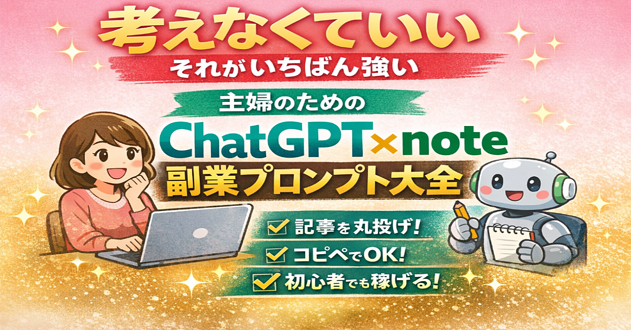 【保存版】考えなくていい。それがいちばん強い！-主婦のための ChatGPT×note 副業プロンプト大全-