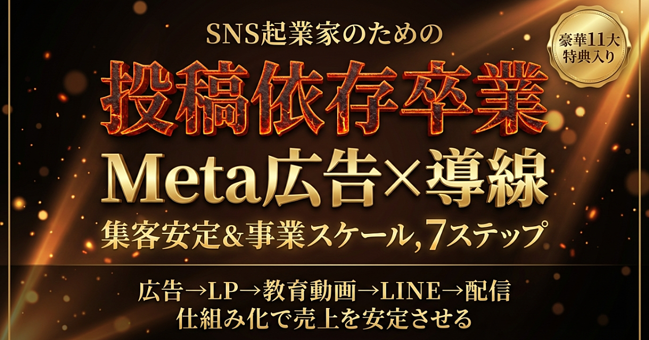 SNS起業家が「投稿依存」を卒業して、Meta広告で集客を安定させる導線構築7ステップ
