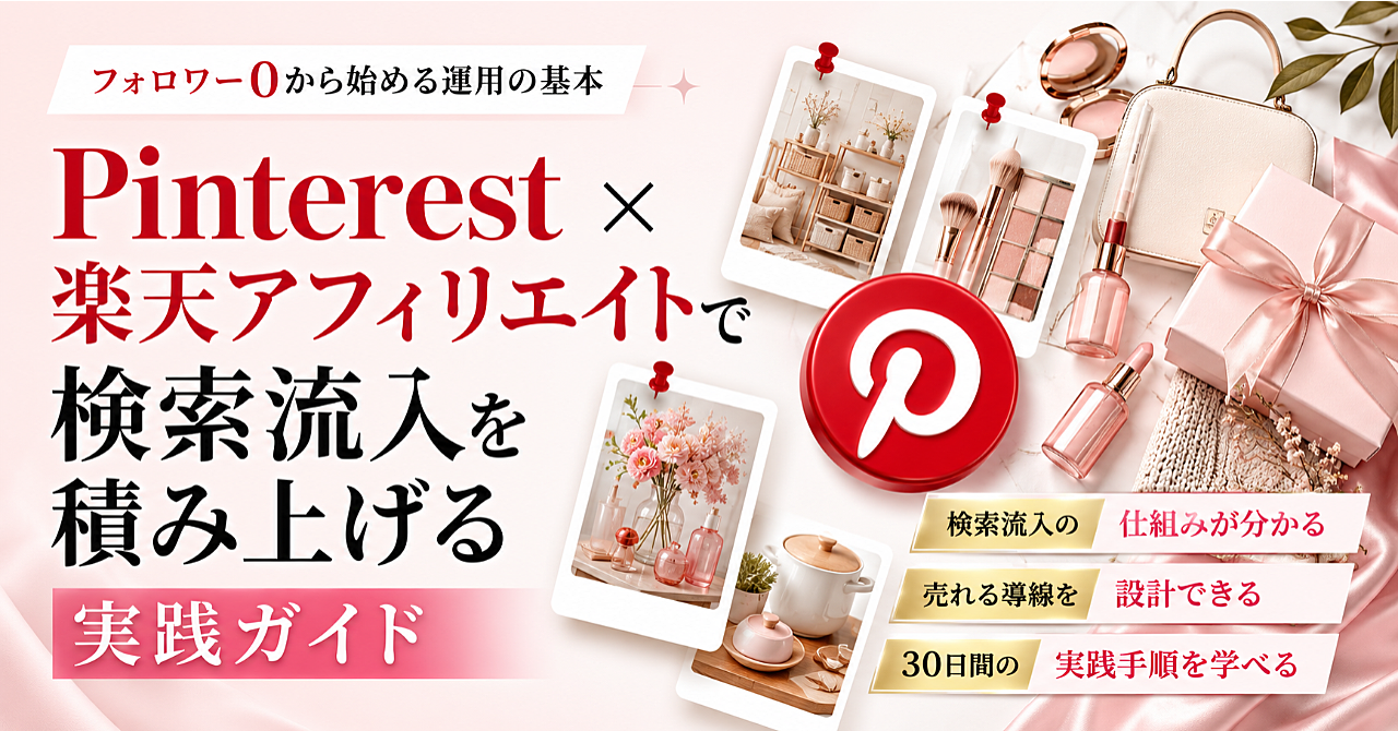 Pinterest×楽天アフィリエイト攻略｜フォロワー0から検索流入を積み上げる実践手順