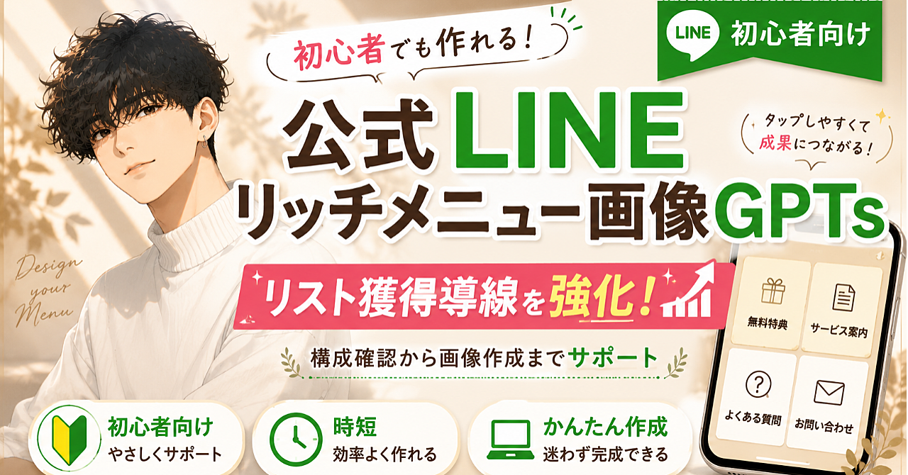 公式LINEのリッチメニュー画像を初心者でも迷わず作れるGPTs