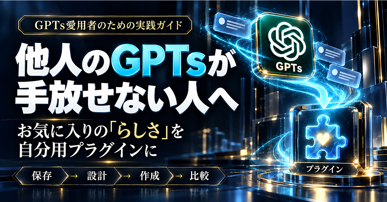 気に入ってるGPTsの作者を忘れた。プラグイン化されない他人のGPTsを、終了前にどう残すか|GPTsの移行手順つきのアイキャッチ画像