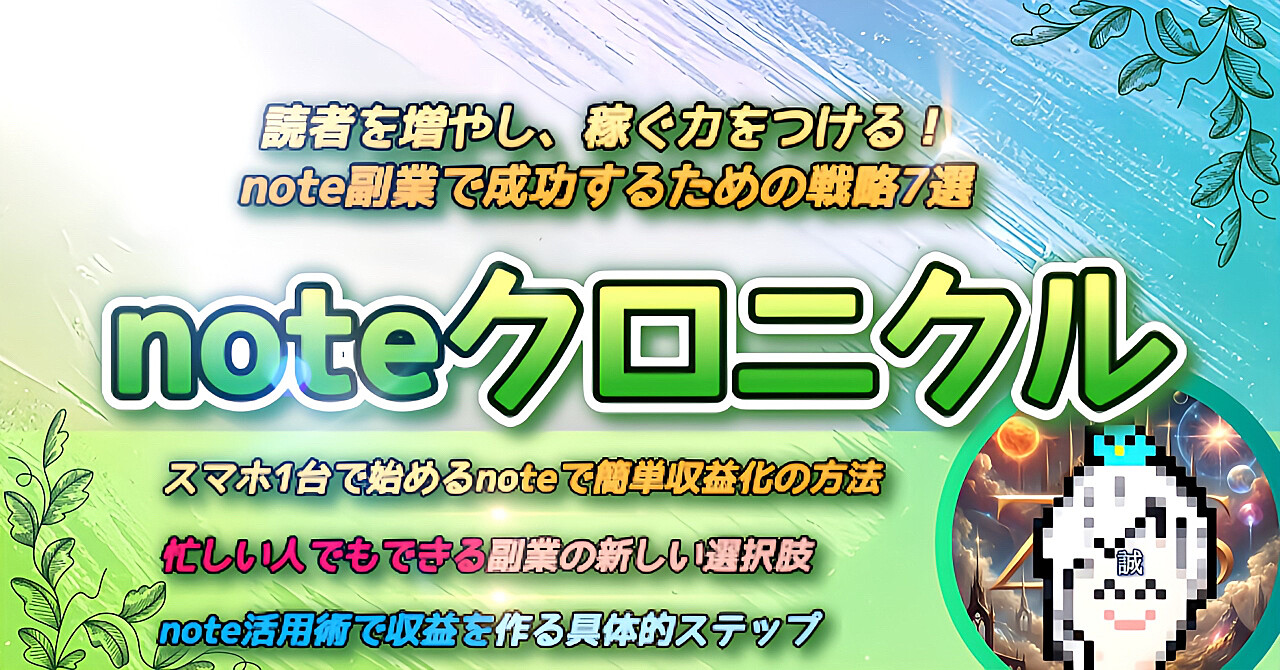 【GPTs】読者を増やし、稼ぐ力をつける！note副業で成功するための戦略7選「ノート・クロニクル」収益への軌跡