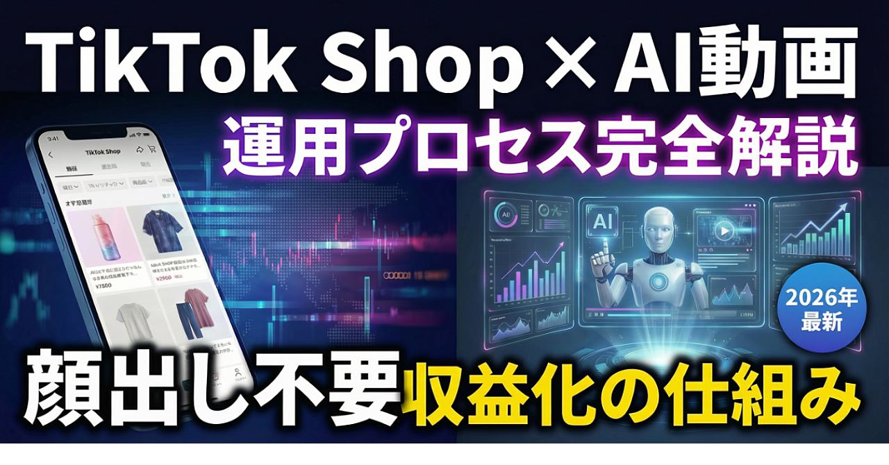 【顔出し不要】TikTok Shop × AI動画生成の運用プロセスと収益化の仕組みを徹底解説(限定50部)