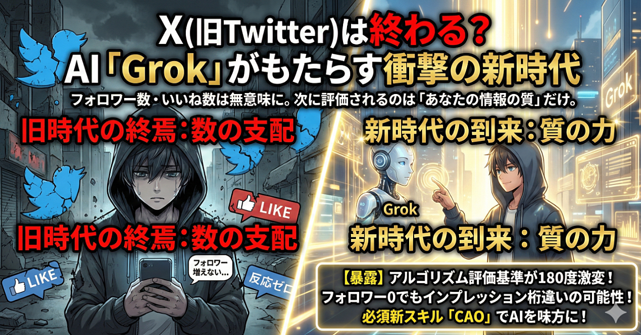【未来予測】X(旧Twitter)は終わる？AI「Grok」が変える衝撃の未来と、今すぐあなたがやるべきこと