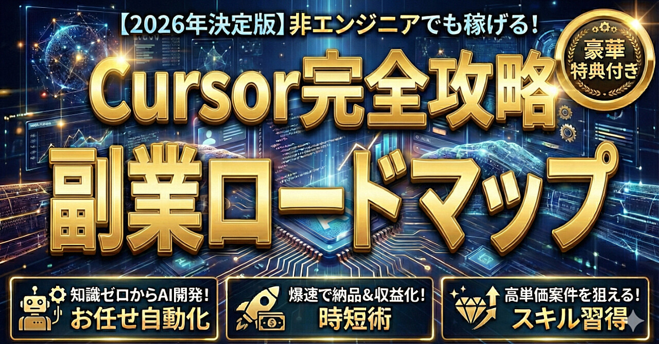 【2026年決定版】非エンジニアでも稼げる！AIエディタ「Cursor」を使った次世代・副業開発ロードマップ