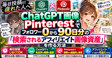 毎日投稿に疲れた人へ ChatGPT画像×Pinterestでフォロワー0から90日分の「検索されるアフィリエイト画像資産」を作る方法