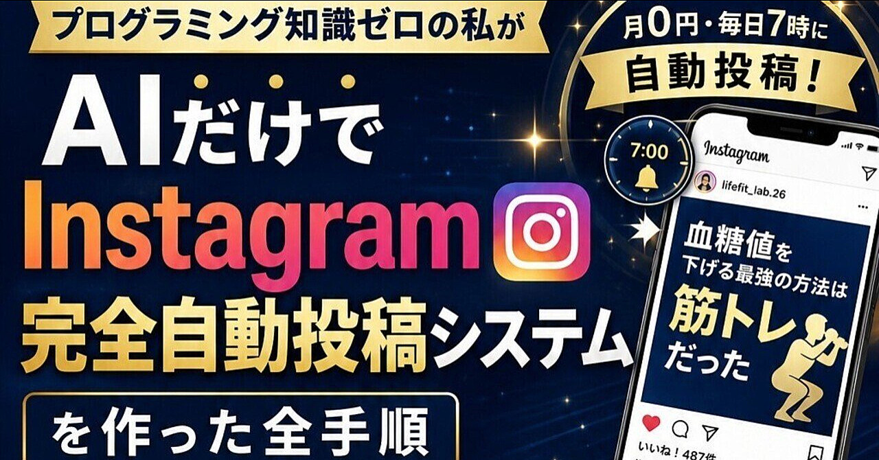 【完全再現マニュアル】プログラミング知識ゼロの私がAIだけでInstagram完全自動投稿システムを作った全手順