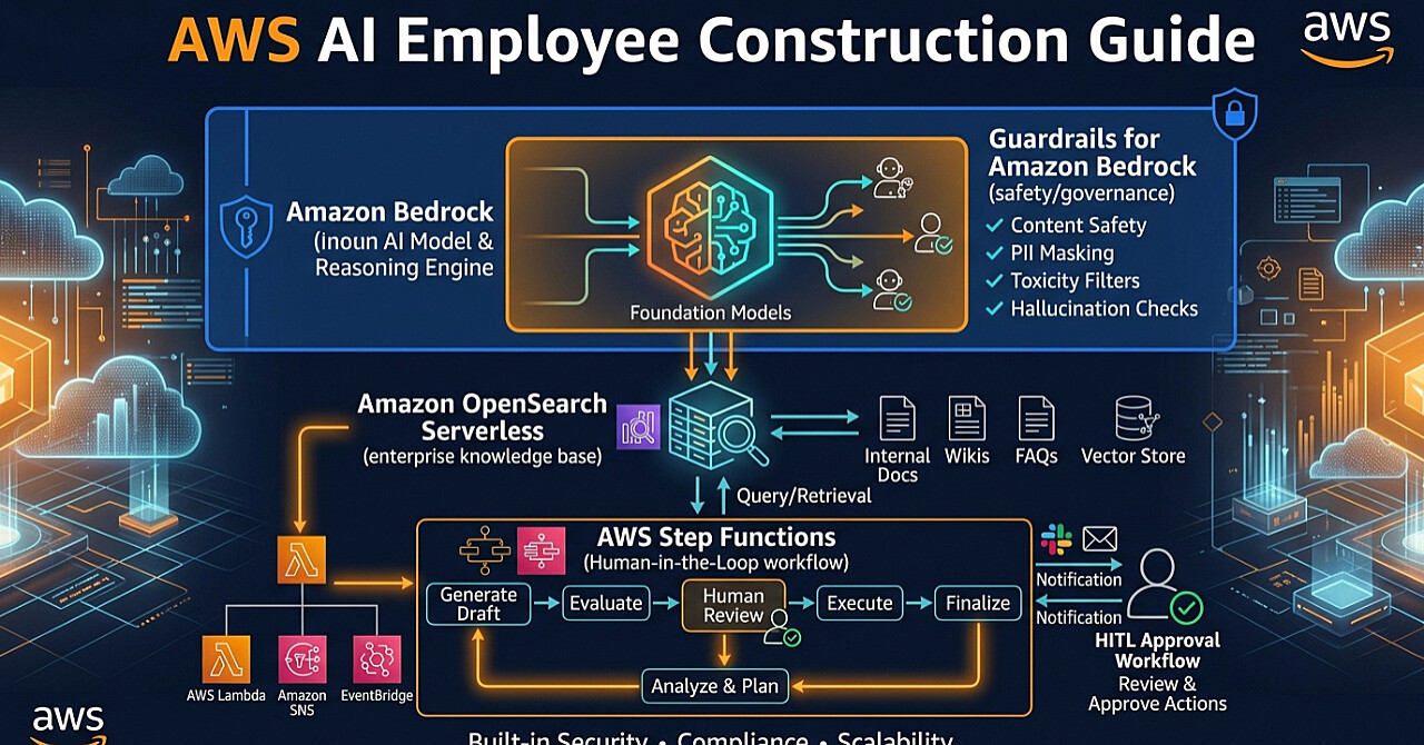 AWS環境「Amazon Bedrock Agents × Guardrails × Step Functions」による最高峰HITL(Human-in-the-Loop)AI社員構築のアイキャッチ画像