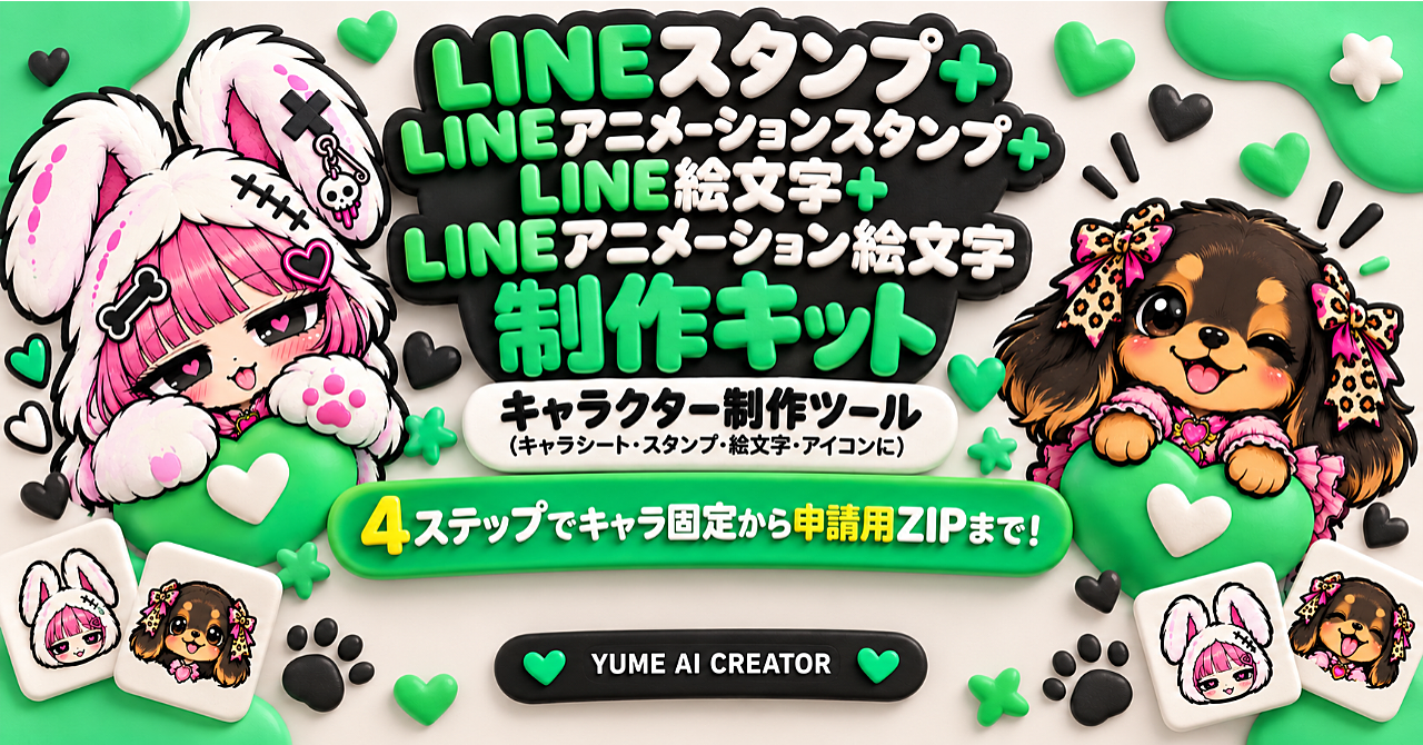 【4ステップ】うちの子をLINEスタンプから動くLINEスタンプに|キャラ固定から申請用ZIPまで出来る制作キット!のアイキャッチ画像