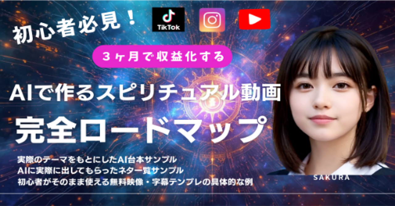 【保存版】AIで作るスピリチュアル動画！3ヶ月で収益化する完全ロードマップ
