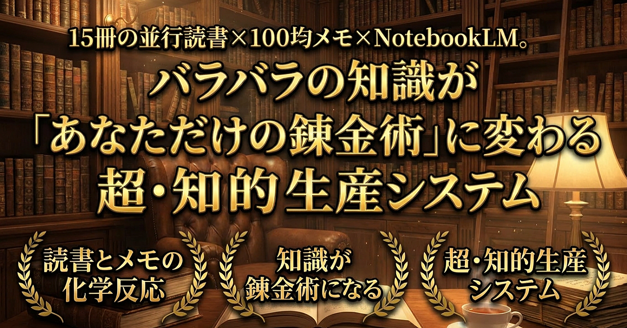 【脱・インプット奴隷】15冊の並行読書×100均メモ×NotebookLM。バラバラの知識が「あなただけの錬金術」に変わる超・知的生産システム
