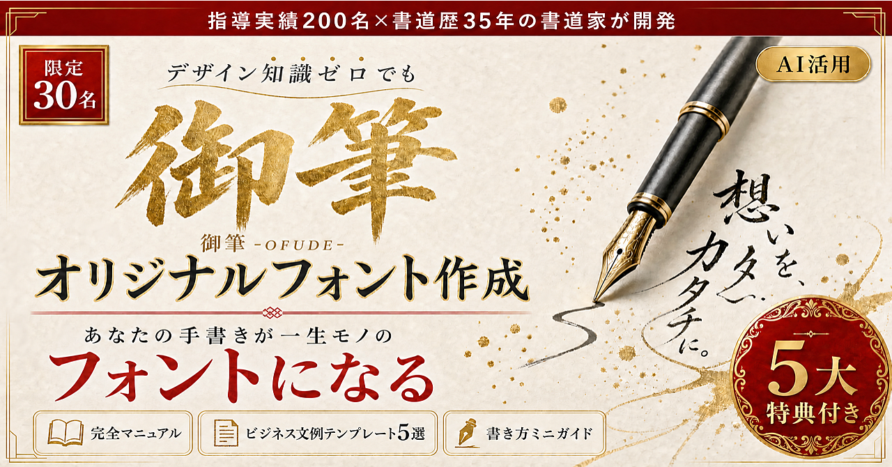 約50字書くだけ。あなたの直筆フォントが最短15分で完成『御筆-OFUDE-』｜礼状の