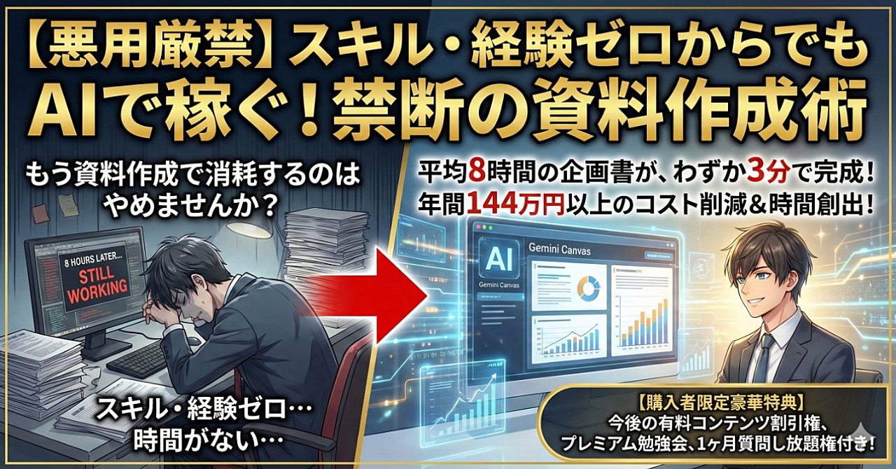 【悪用厳禁】スキル・経験ゼロからでもAIで稼ぐ!禁断の資料作成術