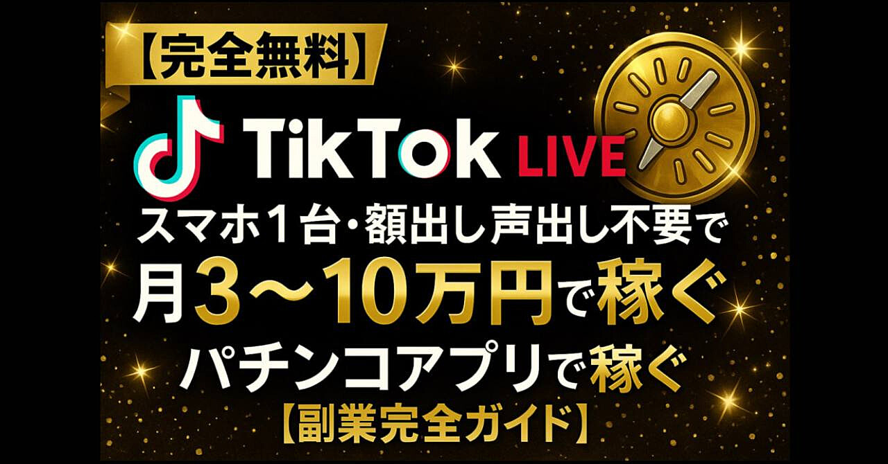 【完全無料】スマホ1台・顔出し声出し不要で月3〜10万円 TikTok LIVE × パチンコアプリ【副業完全ガイド】