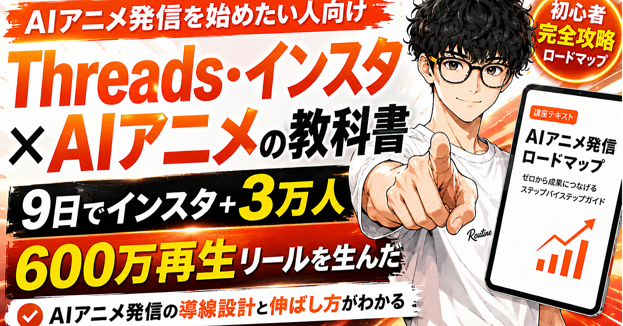 Threads・インスタ × AIアニメの教科書〜9日でインスタ+3万人、600万再生リールを生んだAIアニメ発信ロードマップ〜