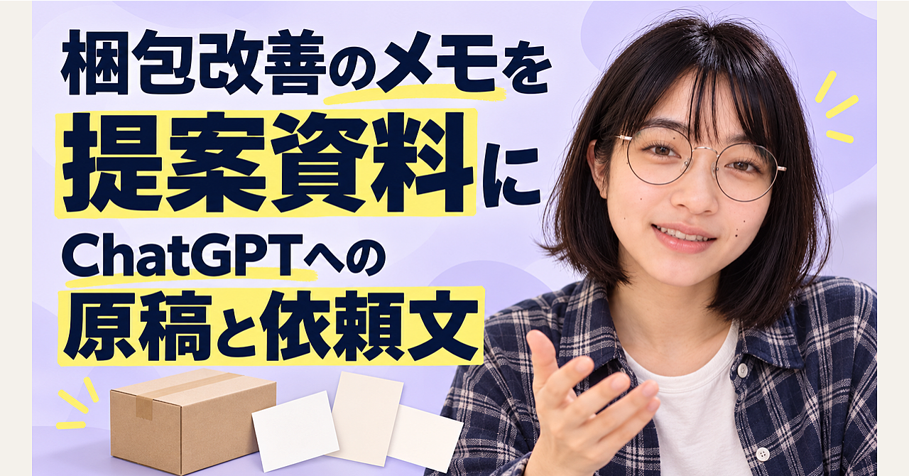 梱包改善のメモ、何から書く?ChatGPTに渡す3枚分の原稿と依頼文のアイキャッチ画像