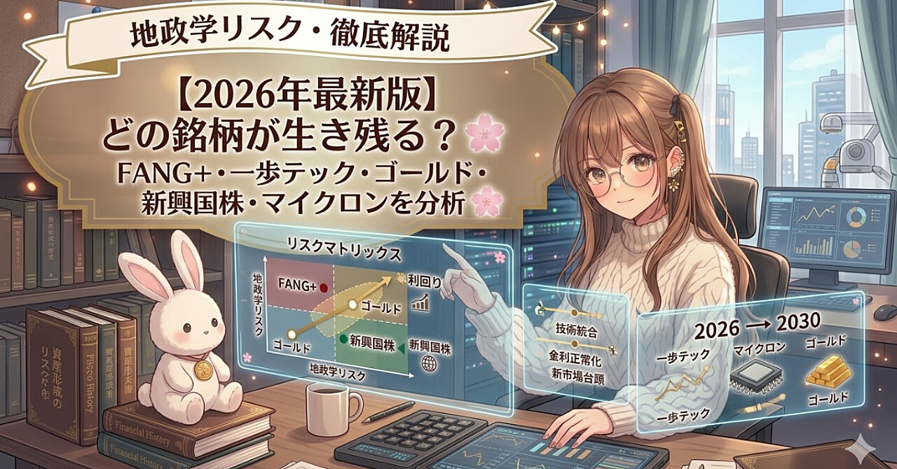 【2026年最新版】地政学リスクでどの銘柄が生き残る？FANG+・一歩テック・ゴールド・新興国株・マイクロンをリスクも含めて徹底解説『新NISA』『中東・イラン情勢』