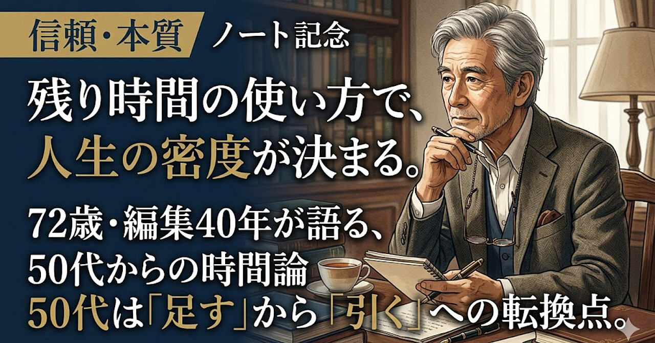 「残り時間の使い方で、人生の密度が決まる。72歳・編集40年が語る、50代からの時間論」


