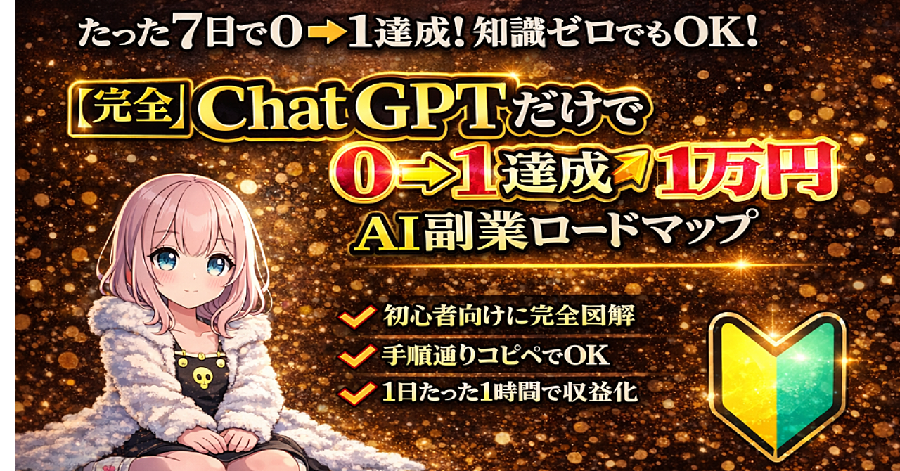 【完全手順書】ChatGPTだけで0→1達成｜知識ゼロから7日で1万円稼ぐAI副業ロードマップ