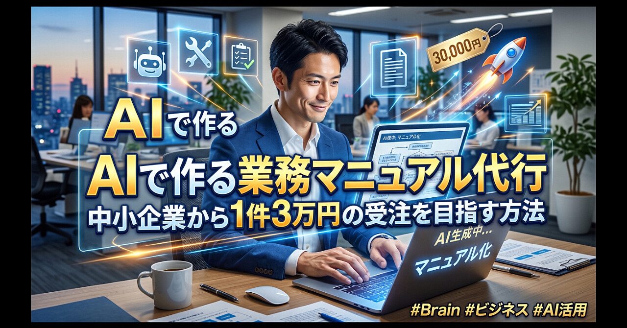 AIで作る業務マニュアル代行|中小企業から1件3万円の受注を目指す方法のアイキャッチ画像