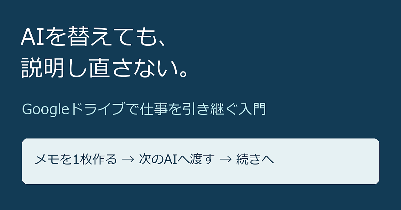 AIを替えても、説明し直さない。Googleドライブで仕事を引き継ぐ入門のアイキャッチ画像