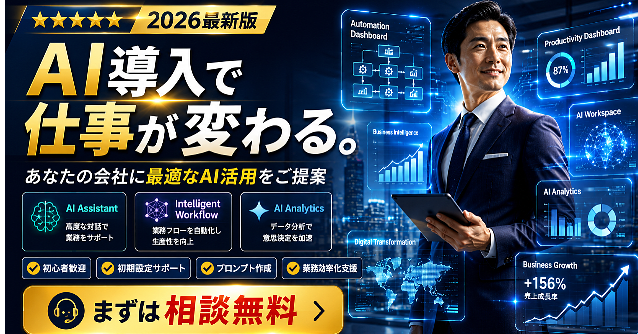 【AIで仕事をもっとラクに】ChatGPT・Claude導入サポート|業務効率化を徹底サポート!のアイキャッチ画像