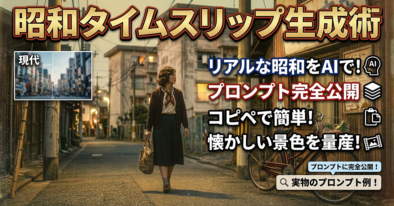 昭和タイムスリップ生成術：AIで“本物の昭和写真”を作るための完全プロンプト集　コピペで昭和写真が作れる・AIで“懐かしい写真”を量産するプロンプトセット