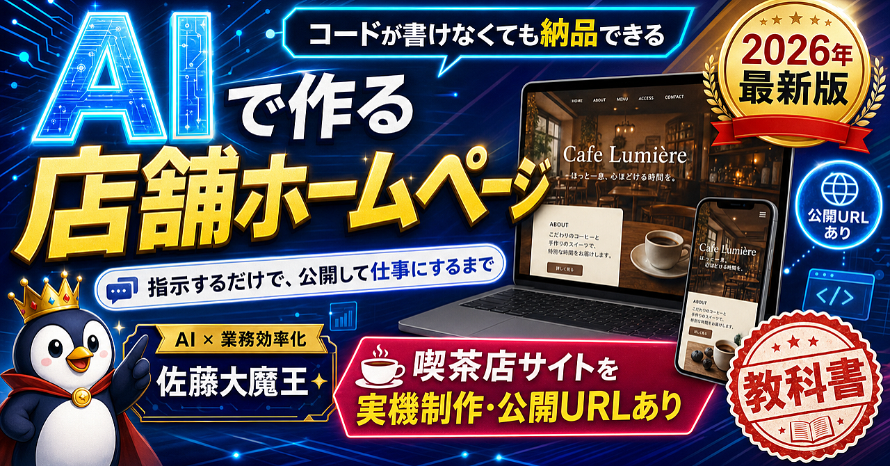 【日本一わかりやすい】AIで店舗ホームページを作って納品する受託の教科書