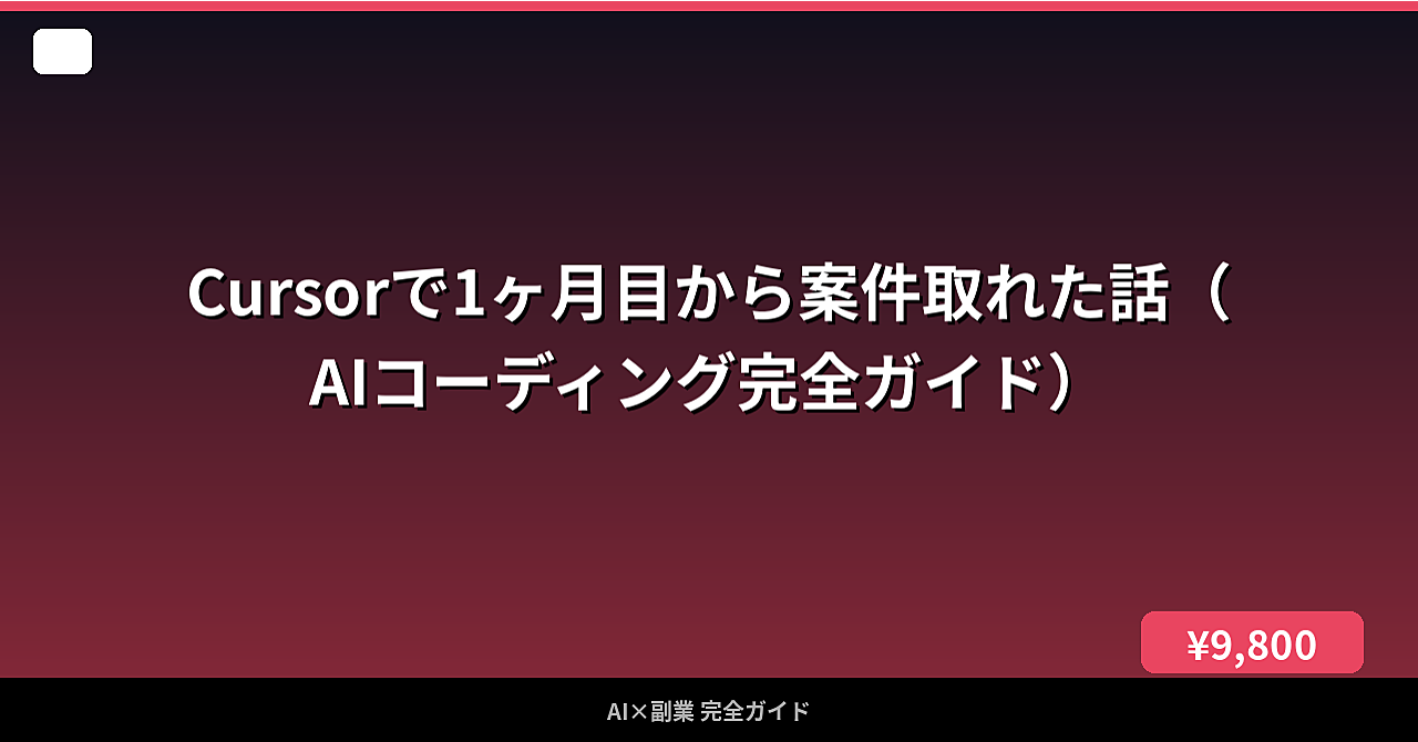 Cursorで1ヶ月目から案件取れた話（AIコーディング完全ガイド）