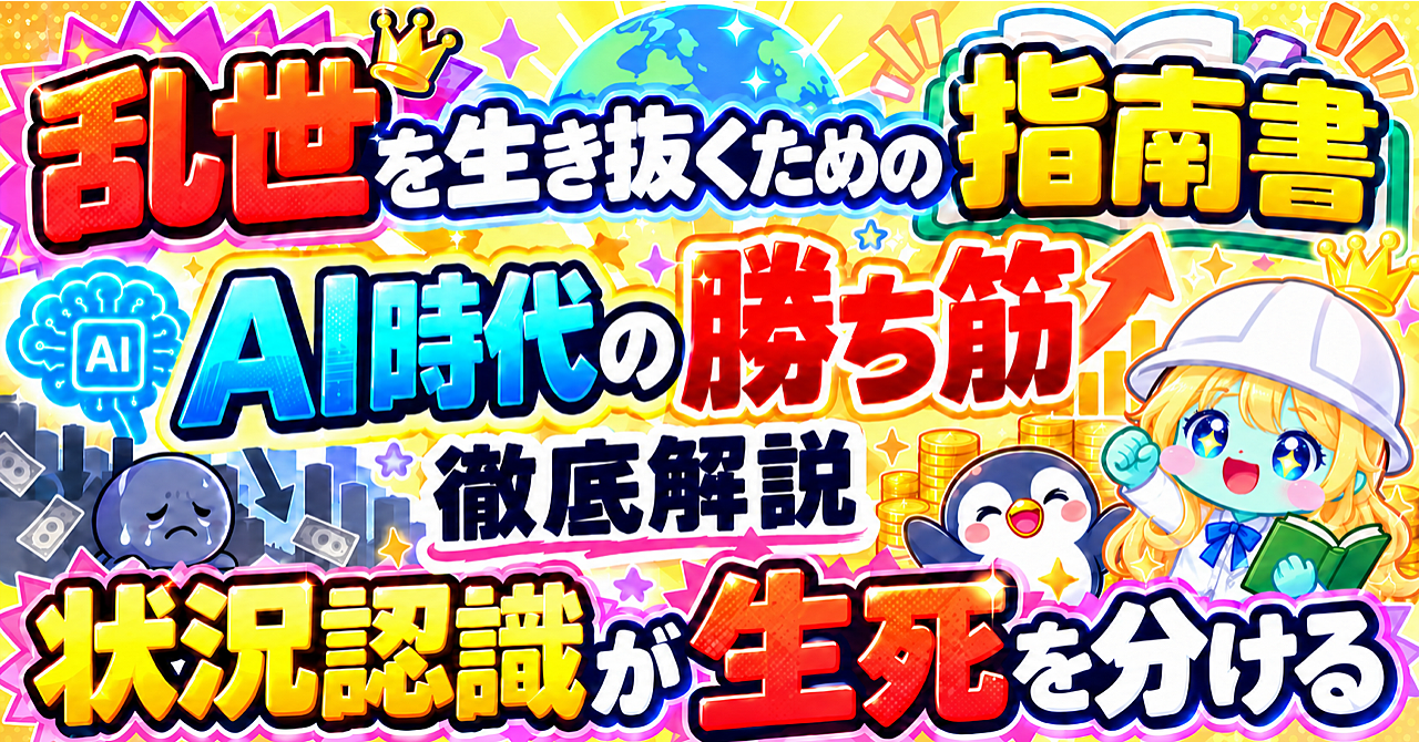 【最強の状況認識】AI時代の勝ち筋:完全解説【市場環境は激変する。変化の波に乗れない奴は容赦なく淘汰される】のアイキャッチ画像
