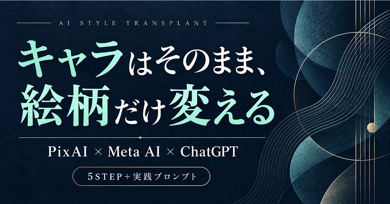 キャラはそのまま、絵柄だけ変える|PixAI × Meta AI × ChatGPT キャラクター画風変換ワークフローのアイキャッチ画像
