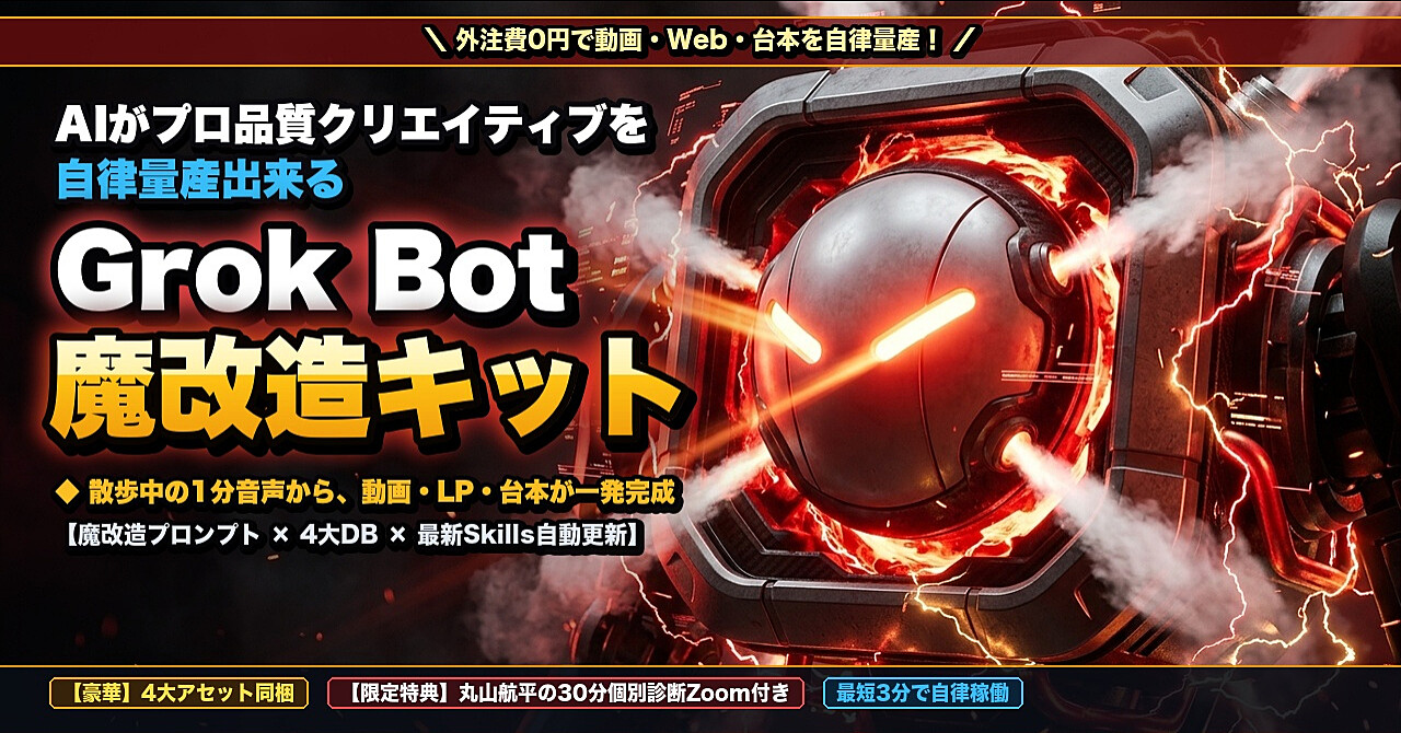 AIがプロ品質クリエイティブを自律量産出来る「Grok Bot」魔改造キットのアイキャッチ画像