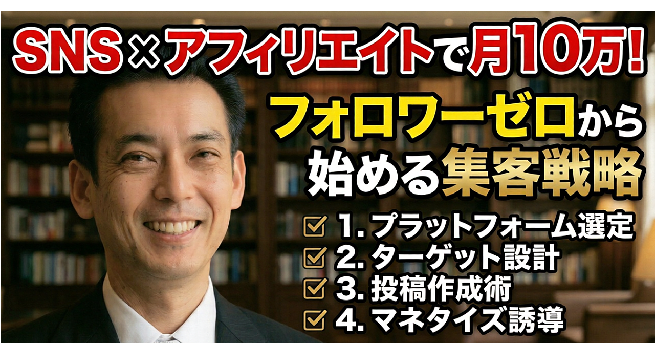 SNS×アフィリエイトで月10万！フォロワーゼロから始める集客戦略