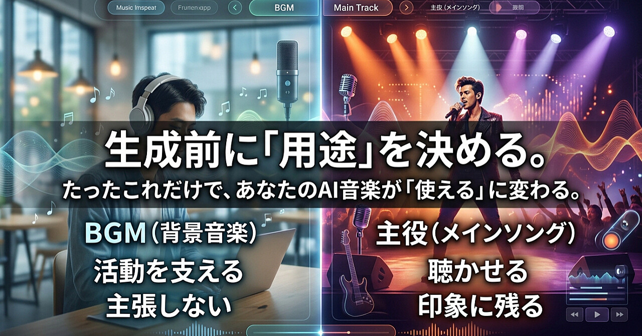 Boomyで最初の一曲が“使える曲”になる|生成前に曲の用途を決める、たった一つのワンポイントのアイキャッチ画像