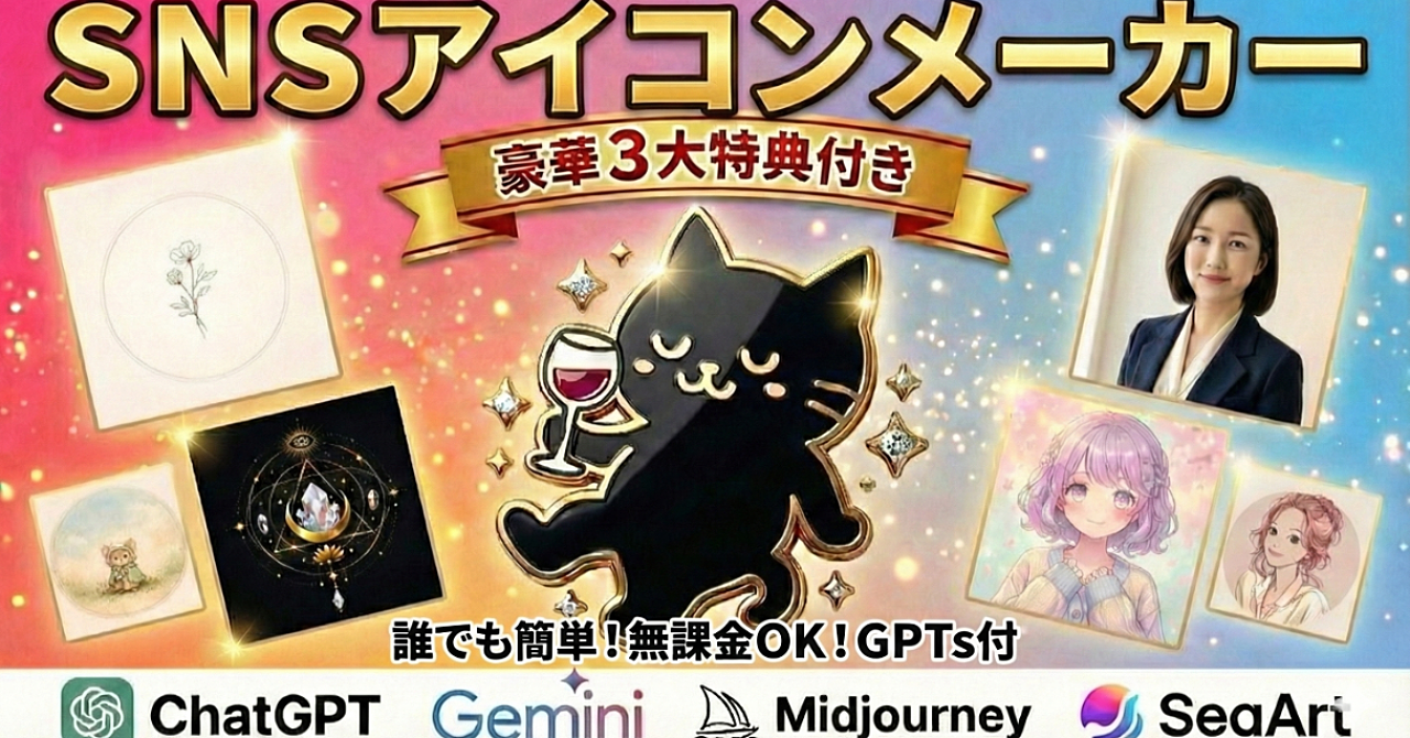 誰でも簡単！無課金OK！GPTs付　SNSアイコンメーカー（ChatGPT／Gemini／SeaArt／Midjourney等対応）
